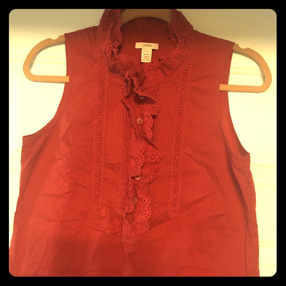Red/orange, short sleeve, ruffle design